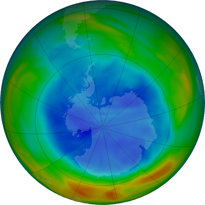 Antarctic ozone map for 19 August 2018